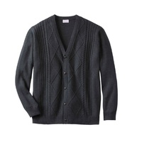 Großhandel Klassischer Hochwertiger Maßgefertigter Herren Winter Flachgestrickter Rollkragen 100% Baumwoll-Fleece Strickjacke