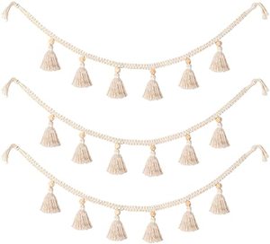 Venta al por mayor hecha a mano 2023 nueva guirnalda de cuentas de madera personalizada con borlas bohemio macramé colgante de pared decoración heme - Product Image 6