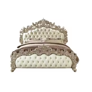 Lits en bois teck solide et tissu avec des conceptions antiques sculptées à la main meubles de chambre nouvelle fabrication - Product Image 6