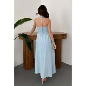 Baby Blue Smocked Back Linen <b>Dress</b> - Baby Blue - Product Image 5