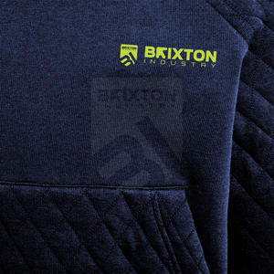 Custom <b>Quilted</b> Heavyweight Fleece Crewneck <b>Sweatshirt</b> for Men Winter Streetwear Front Pocket Embroidered Hoodies <b>Sweatshirts</b> - Product Image 5