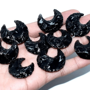 Cristal curativo de piedras preciosas pulidas de luna creciente de obsidiana negra para protección, decoración espiritual y regalos metafísicos al por mayor - Product Image 5
