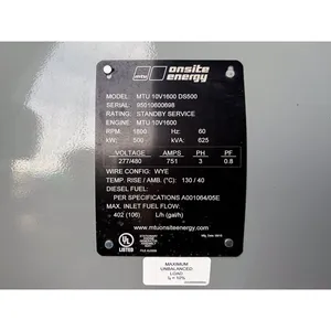 Generador Industrial Diésel Trifásico Usado de 500kW, Salida 277/480V, Atenuado Acústicamente, para Respaldo de Energía Comercial - Product Image 5