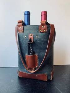 Caddy à vin à double bouteille en cuir véritable personnalisé Porte-bouteilles en cuir fabriqué à la main Monogrammé Porte-bouteilles en cuir | OEM | ALW - Product Image 2