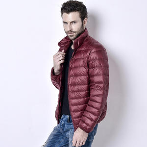 Lightweight <b>Suede</b> <b>Mens</b> Puffer <b>Jacket</b> for Cold Winter Custom Stand Collar - Product Image 2