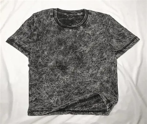 เสื้อยืดผู้ชายฟอกสีกรดผ้า100% 220กรัม, ผ้าฝ้ายสีดำเทาสไตล์ลำลอง - Product Image 1