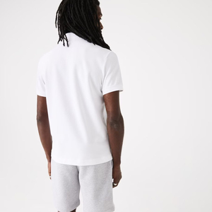 เสื้อโปโลผ้าฝ้ายสีชมพูอ่อนพร้อมกระดุมปกปิดรอยผ่าและซี่โครงปักโลโก้ทรงพอดีตัวปกติโลโก้แบบกำหนดเอง - Product Image 3