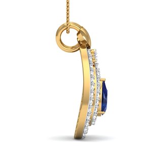 Pendentif en laiton plaqué or 18 carats avec zircon bleu en forme de poire, style bohème, délicat, vente en gros pour femmes - Product Image 5
