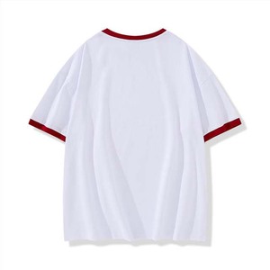 Camiseta de 210g de peso pesado 100% algodón para hombre, camiseta de manga corta personalizable con contraste de color Ringer, camisas para hombre, servicio OEM - Product Image 6