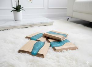 Premium Quality Luxury Epoxy <b>Walnut</b> Coasters 8mm Thick Square Design Eco-Friendly Durable Heat Resistant for Artistic Tabletop - Product Image 3