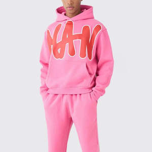 Survêtement surdimensionné imprimé en couleur personnalisée pour homme Sweat-shirt d'hiver Pantalons de jogging et pantalons cargo Nouveau motif uni - Product Image 5