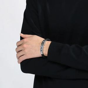 Customized Stainless Steel Blade Bracelet Gold Plated Braided Cuff Jewelry for <b>Men</b> Fashion and Personalized Gift Market - Product Image 1