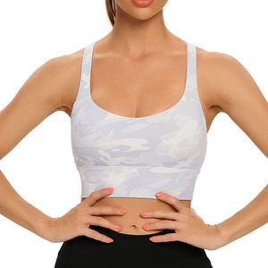 Soutien-gorge de sport rembourré sans couture pour femmes avec bretelles croisées dans le dos Soutien-gorge d'entraînement personnalisé pour le yoga, la gym et la course à pied - Product Image 4