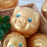 [ALS] Tirelire en forme de cochon doré, symbole de la chance et de la richesse, boîte de rangement décorative, tirelire en forme de cochon doré XXL