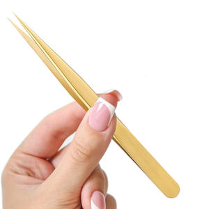 Ensemble de pinces à extensions de cils en acier inoxydable avec étiquette personnalisée, haute qualité, prise parfaite, accessoires d'instruments de beauté - Product Image 6