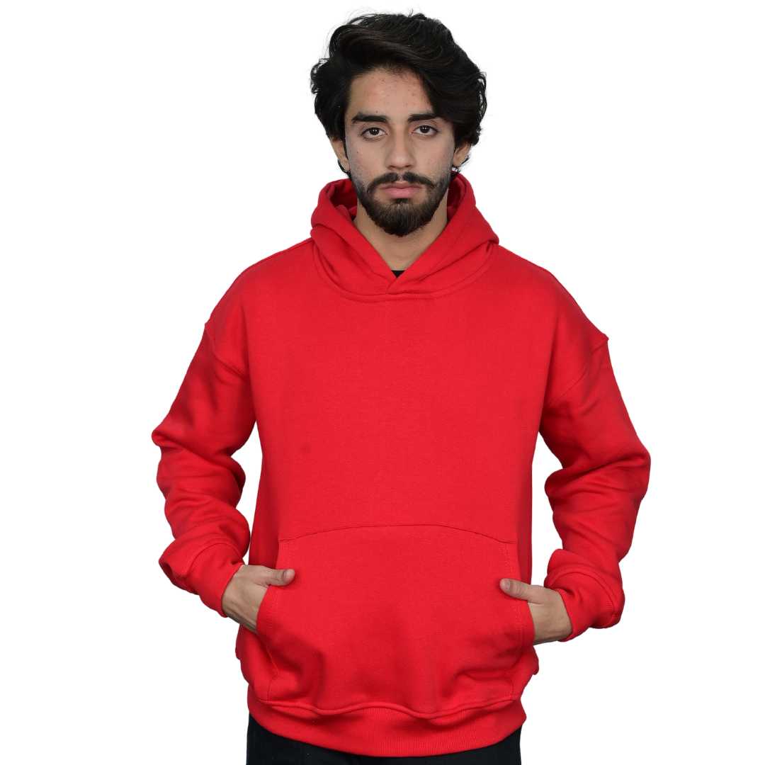 Red Hoodie with White Strings High Quality Oversized Pullover