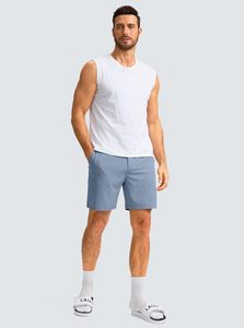 Pantalones cortos de trabajo de Golf ligeros informales para hombre, de secado rápido, transpirables, elásticos, patrón sólido, bordados, 3 bolsillos, cintura elástica, lona - Product Image 5
