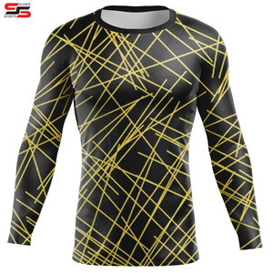 Offre Spéciale hommes Durable professionnel à manches courtes Rash Guard personnalisé imprimé Compression chemises Sublimation Technique MMA tissu - Product Image 4
