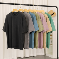 T-shirt Homme Oversize Rétro 100% Coton Épais OEM, Impression DTF, Logo, Effet Délavé Acide, Vintage, Personnalisé