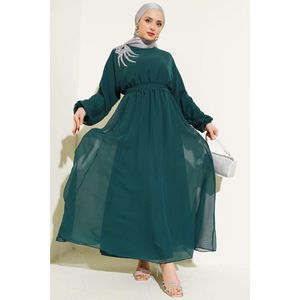 green emerald velvet dress Emerald Green dress free size with attached hijab – ScarfTurbanHijab main image 0