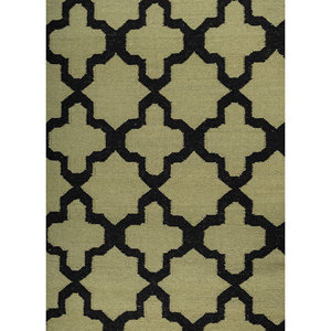 พรมปูพื้นลายเรขาคณิต Indusbar ขนาดใหญ่ สีเขียว ทอแบบเรียบ ทำจากขนสัตว์ สำหรับตกแต่งบ้าน รูปทรงสี่เหลี่ยมผืนผ้า ลายทาง รุ่น Dwrm-138 - Product Image 3