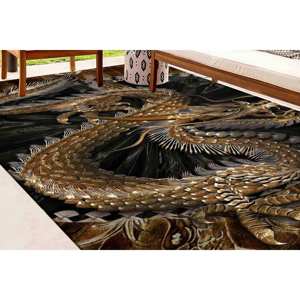 Alfombra Estampada con Diseño de Dragón: Alfombra Japonesa Moderna con Patrón de Dragón, Alfombra Suave con Pelo Largo - Product Image 3