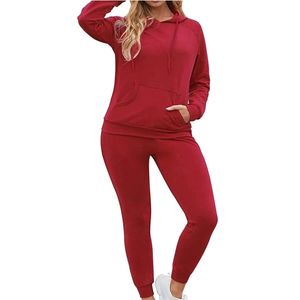 Conjunto de Sudadera con capucha de chándal sólido con logotipo personalizado para mujer Conjunto de 2 piezas de punto de peso pesado de alta calidad Pantalones de chándal y Sudadera con capucha - Product Image 2