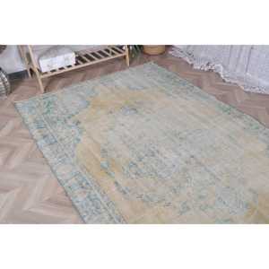 Alfombra Grande Vintage, Alfombra Turca de 5.4x8 pies, Alfombra Azul de Lana del Suroeste - Product Image 4