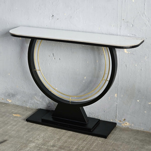 CST054 Modern Luxury DIN Console <b>Table</b> with <b>Mirrored</b> Stone Top and Iron Frame for Entry Villa Living Room Hotel Bedroom - Product Image 4