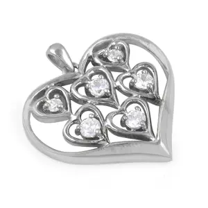 Pendentif en argent 925 avec diamant en forme de cœur pour femme, bijoux cadeau - Product Image 2