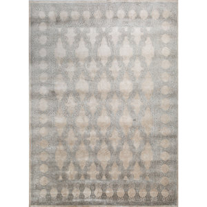 Alfombra de Seda Anudada a Mano AIPS-1005 con Diseño de Gemas Tejidas, Rectangular, Gris y Negro, Estilo Tabriz, para Sala de Estar y Dormitorio, Hecha de Viscosa - Product Image 1