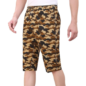 Pantalones cortos de playa Cargo de camuflaje de algodón informales cómodos para hombres de talla grande patrón tejido transpirable y sostenible con bolsillos - Product Image 1