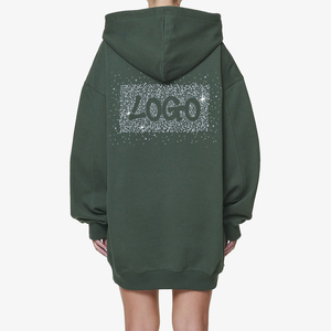 Sudadera con Capucha Extra Grande de Invierno para Mujer, Diseño Personalizado OEM 2025, Logotipo de Pedrería, Sudadera Informal de Manga Larga con Bolsillo Tipo Canguro - Product Image 5