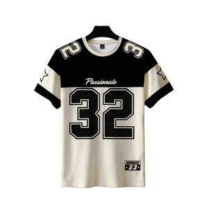 Maillot de football américain vintage personnalisé tendance en mélange de coton à manches courtes avec numéro imprimé, respirant, style streetwear, fourniture OEM - Product Image 1