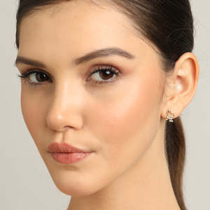 Pendientes de Plata de Ley 925 de Primera Calidad para Mujeres y Niñas, con Corazón de Oro de 14K y Gotas de Agua, con Diamantes y Zafiros de Corte Princesa - Product Image 4