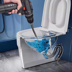 Kit de 2 serpents de vidange électriques robustes à alimentation automatique, nettoyeur de tuyaux alimenté par perceuse avec câble flexible à ressort en manganèse - Product Image 1