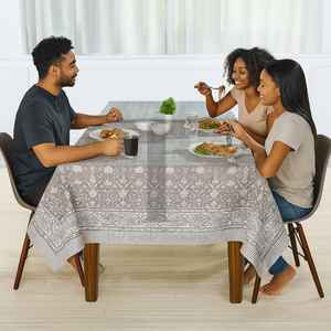 Mantel de algodón con estampado de bloques florales de color topo, decoración de comedor de granja costera Bohemia, cubierta de mesa de boda hecha a mano, regalo para ella - Product Image 4