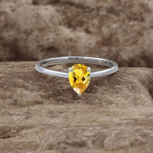 Anillo de citrino natural hecho a mano 925 Plata de Ley sólida Color amarillo forma de pera 925 Plata estampada anillo de joyería de plata hecho a mano - Product Image 2