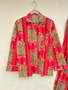 Indien ODM vêtements de nuit de luxe pour femmes à la main 100% coton imprimé fleuri matin marche costume pour été automne élégant décontracté - Product Image 2