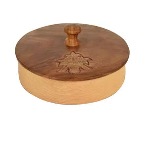 Couvercle de couvercle en acier inoxydable à finition brillante Pot de service en bois de meilleure qualité pour la restauration d'hôtel et de restaurant Pot de Chapati isolé - Product Image 4