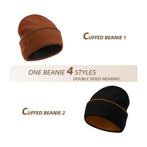 Best Selling Acrylic Cuff Beanies with Custom Logo <b>Men</b> Beanie Manufacturer <b>Knitted</b> Jacquard Cap Winter <b>Hats</b> - Product Image 2