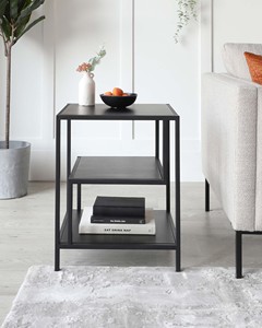 Modern 4-Legged Square <b>Stool</b> Side Coffee <b>Table</b> Black Powder Coated Iron Metal Home <b>Dining</b> Living Room Use Factory Wholesale - Product Image 2