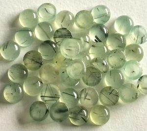 Pierre précieuse naturelle de préhnite, cabochon rond, qualité supérieure, fabriquée à la main pour la création de bijoux, cadeau pour elle, polie - Product Image 4