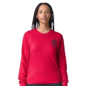 Camiseta de Manga Larga de Color Sólido para Mujer, Cuello Redondo de Algodón, Informal, Minimalista, para Uso Diario - Product Image 1