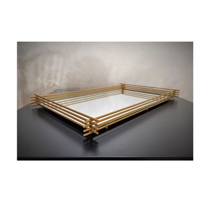 Hot Sale Modern Rectangle Gold Metal <b>Mirror</b> Serving <b>Tray</b> New Arrival Multifunctional Iron <b>Tray</b> Handicraft Technics Aluminium - Product Image 1