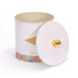 กล่องโลหะทรงกลม2.1L พร้อมที่จับลูกบิด140X150มม. ที่เก็บอาหารและภาชนะบรรจุอาหารลายปะต่อสีชมพู - Product Image 4