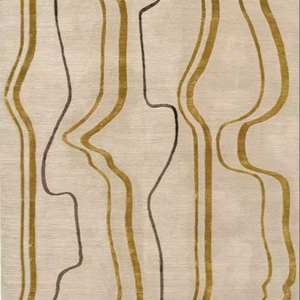 Tapis Moderne en Laine à Motif Floral Abstrait Rectangle Tufté à la Main Antidérapant 10mm pour Maison Hôtel Bureau Salon Boucle Soutenue en Latex - Product Image 1