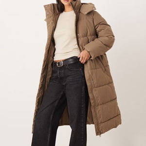 Vêtement décontracté de haute qualité OEM Manteau long en duvet matelassé pour femme Fermeture éclair intégrale Bouton de fermeture Manteau long en duvet matelassé pour femme Manteau d'hiver - Product Image 5