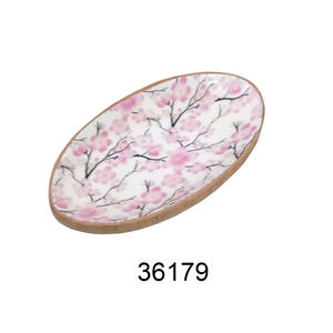 Plat de fruits en bois de haute qualité fabriqué à la main indien de conception florale de forme ovale plat en bois de service alimentaire enduit d'émail à vendre - Product Image 1
