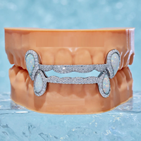 Bijouterie fine personnalisée Vvs Moissanite opale Grillz glacé rond brillant barre de coupe dents en argent Grillz Hip Hop dents Grillz